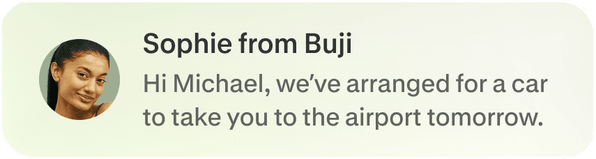 Message from Sophie at Buji