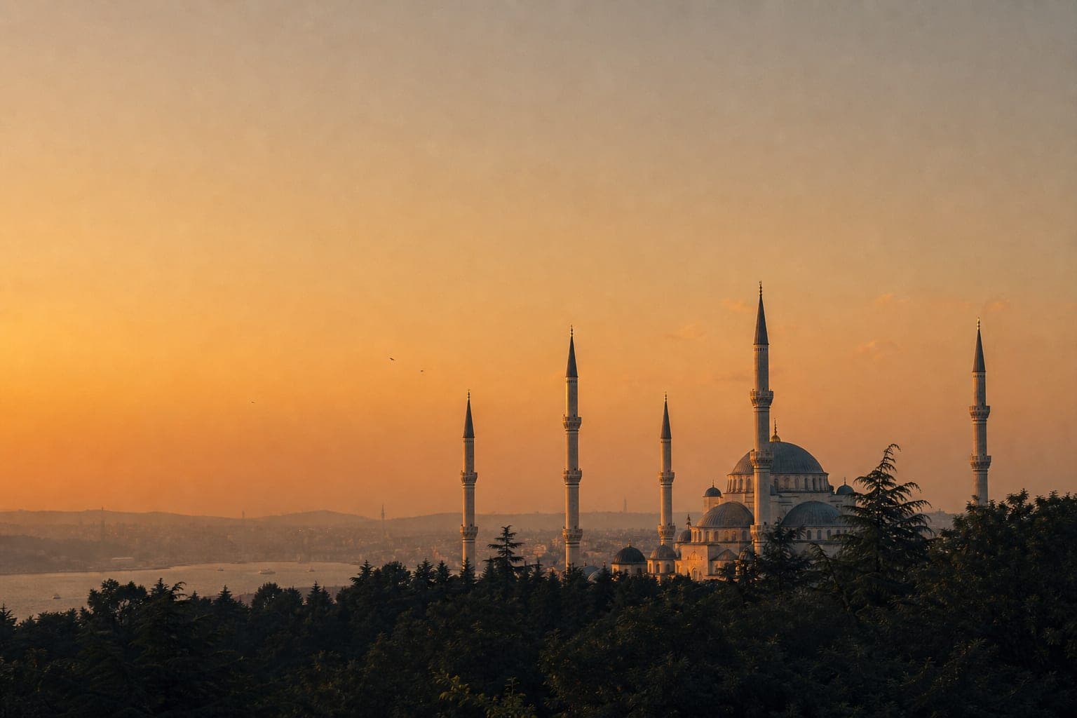 Istanbul skyline at golden hour